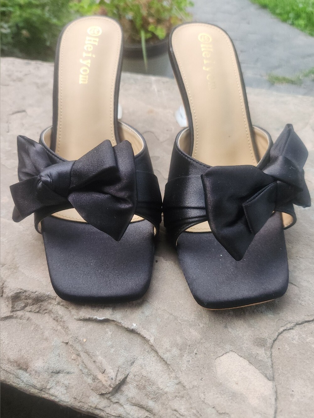 Black Bow Mule Sandals by